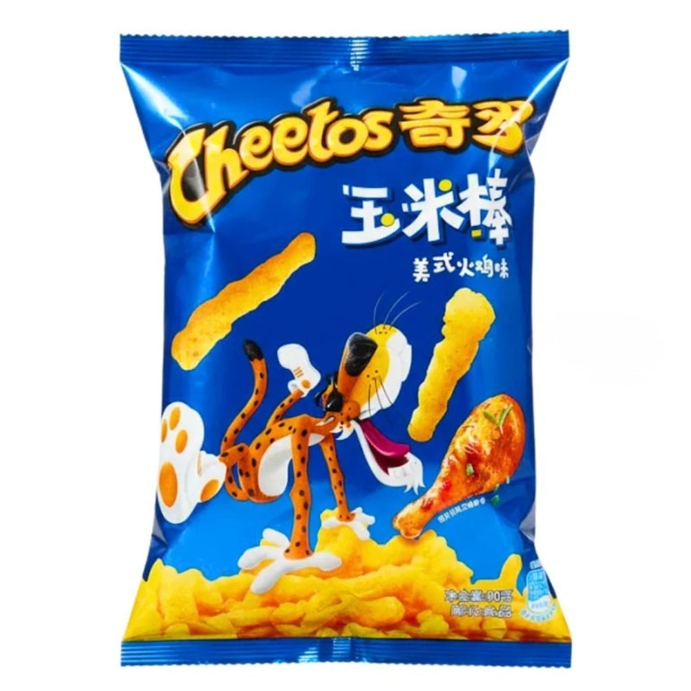 Cheetos čips u plavom pakiranju s prikazom žutih štapića